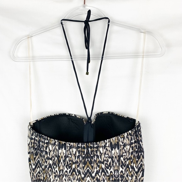 BADGLEY MISCHKA Zara Halter Tankini Top Black Tan white size 10 - Picture 3 of 15